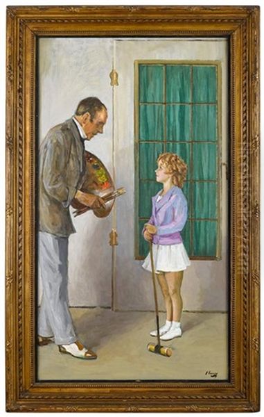 Shirley Temple And The Painter Oil Painting by John Lavery