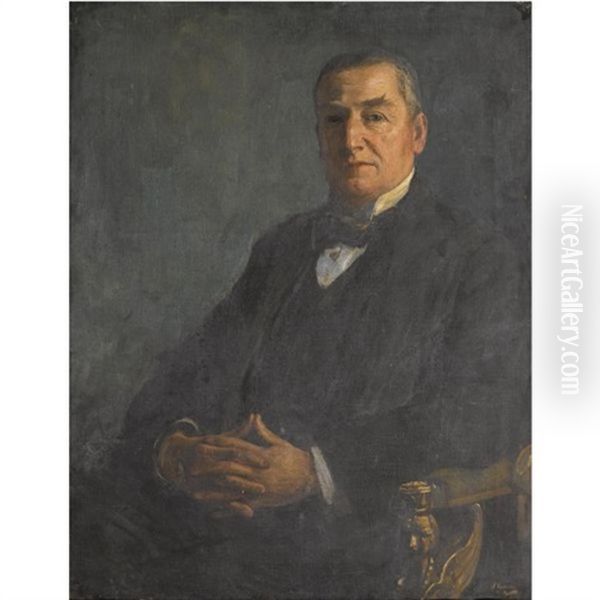 Portrait Of Sir Edward Denison Ross (+ James Maxton, M.p., Sketch; 2 Works) Oil Painting by John Lavery