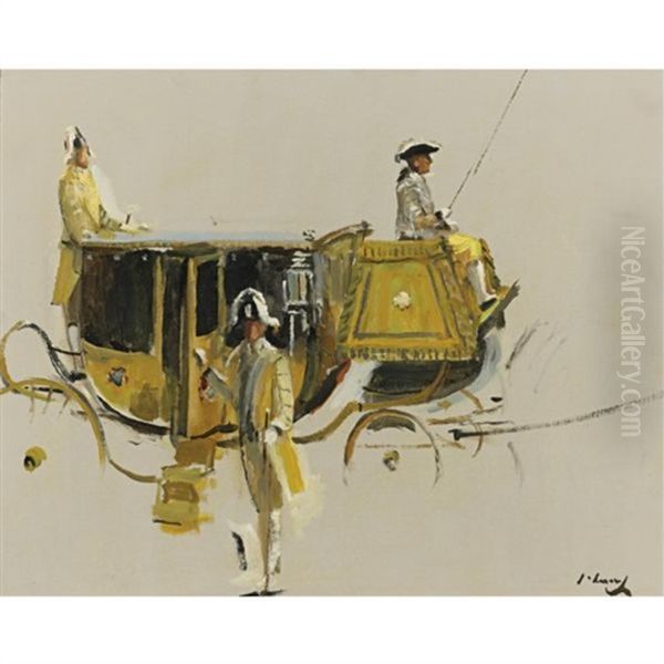 Liveried Attendants And Coach Oil Painting by John Lavery