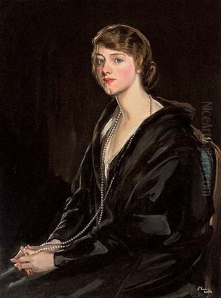 Portrait Of Mrs. E. Bowen-davies Oil Painting by John Lavery