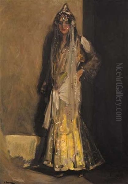 Miss Flora Lion In Oriental Costume Oil Painting by John Lavery