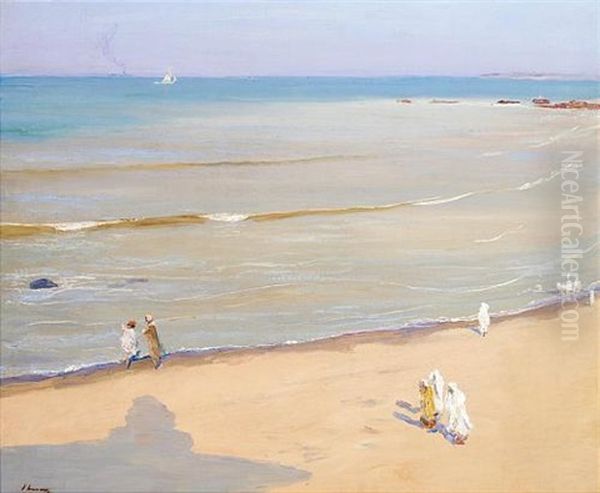 Morning After Storm, The Beach, Tangier Oil Painting by John Lavery