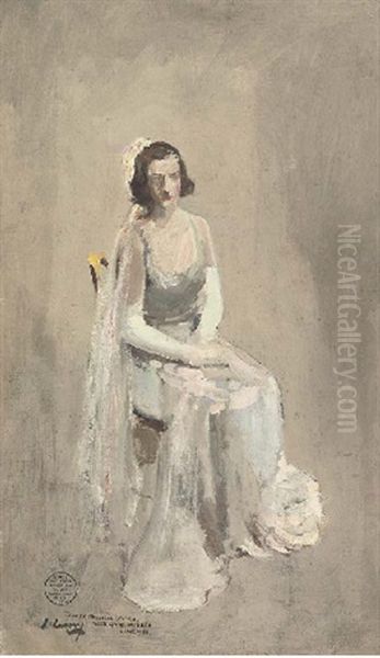 Lady Patricia Moore - Their Majesties Court, Buckingham Palace (study) Oil Painting by John Lavery