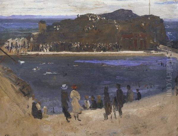 The Bathing Pool, North Berwick Oil Painting by John Lavery