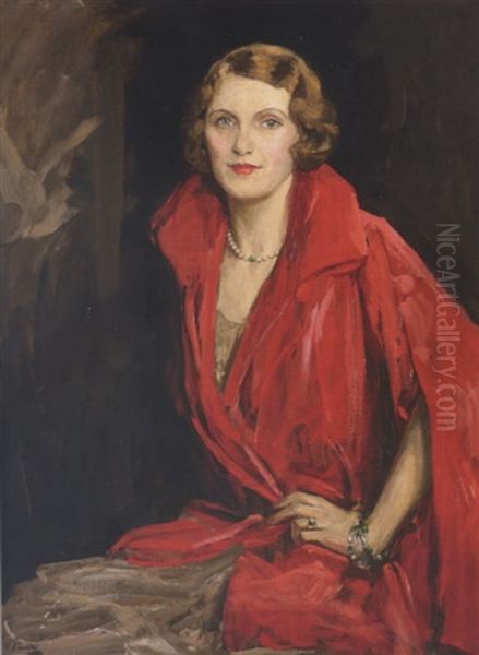 Portrait Of Mrs. James V. Rank Oil Painting by John Lavery