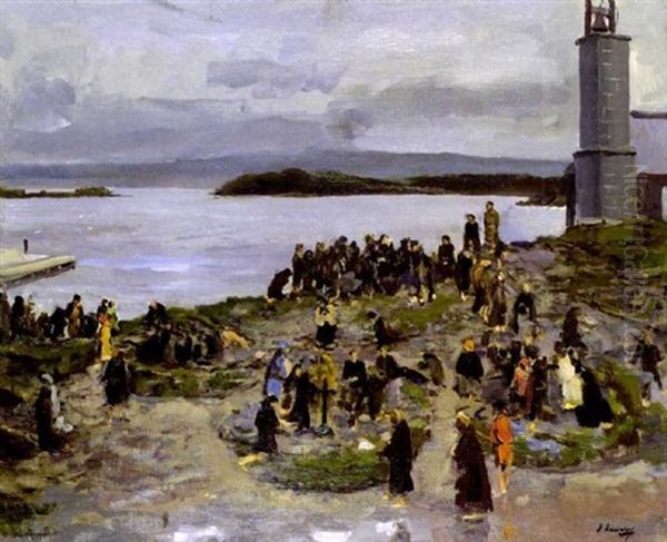 St. Patrick's Purgatory, Lough Derg Oil Painting by John Lavery