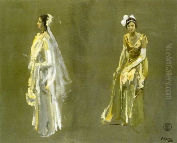 Miss Pike And Miss Pilkington Oil Painting by John Lavery