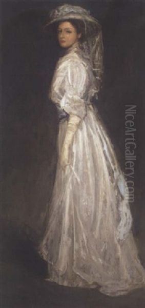 Portrait Of Mrs. Charles Baker Oil Painting by John Lavery