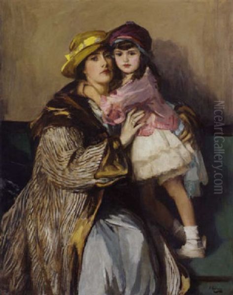 Mother And Child (eileen And Diana) Oil Painting by John Lavery