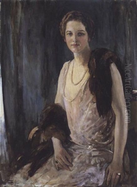 Portrait Of Mrs. Frank Joseph Fahey Oil Painting by John Lavery