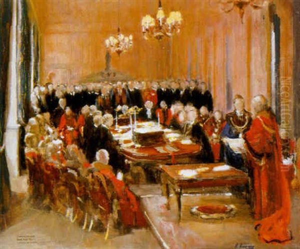 Composition For The Scene In The Mansion House Oil Painting by John Lavery