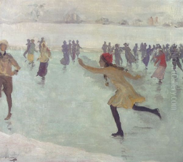 The Skater; Miss Mary Mond Oil Painting by John Lavery