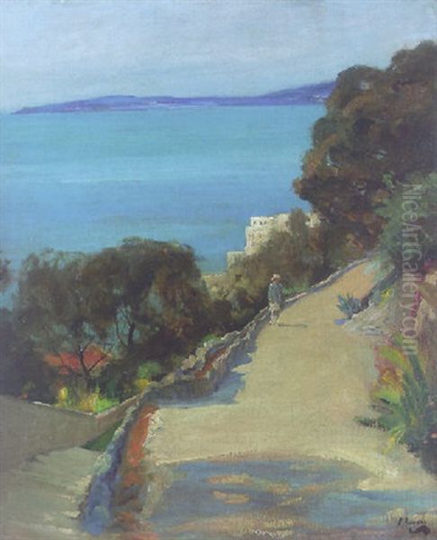 The Garden, Cap D'ail Oil Painting by John Lavery