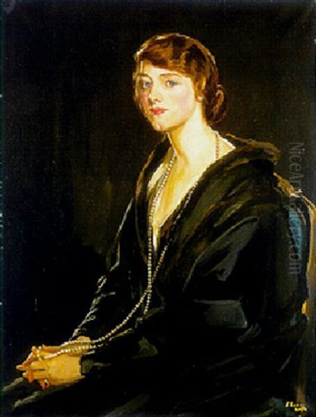 Portrait Of Mrs. Bowen-davies Oil Painting by John Lavery