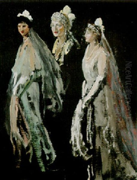 The Lady Duveen Of Millbank, The Hon. Dorothy And Miss Sheilagh Morrison-bell Oil Painting by John Lavery