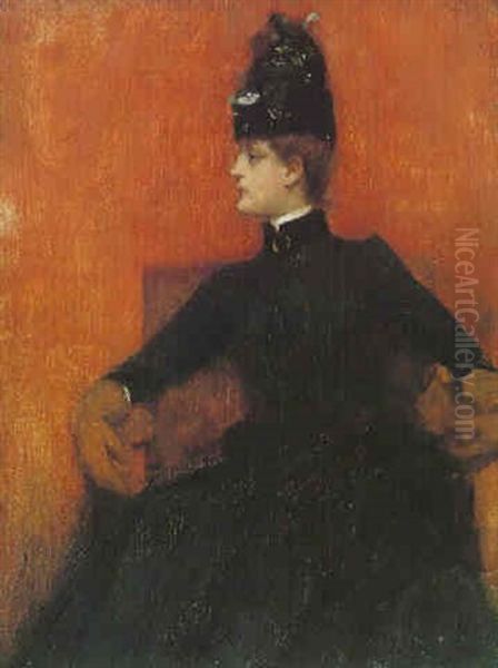 A Girl In Black Oil Painting by John Lavery