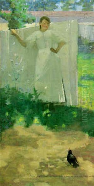 The Maid Was In The Garden Hanging Out The Clothes Oil Painting by John Lavery