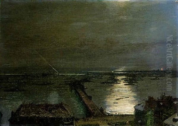 Moonlight, Dover 1918 Oil Painting by John Lavery