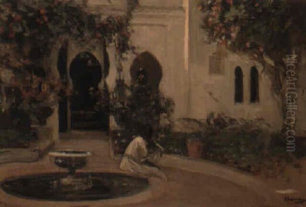 A Moorish Garden Oil Painting by John Lavery