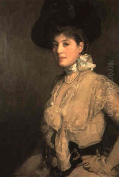 Portrait Of Mrs. Arthur Franklin Oil Painting by John Lavery