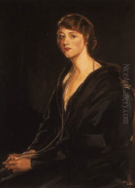 Portrait Of Mrs. Bowen-davies Oil Painting by John Lavery