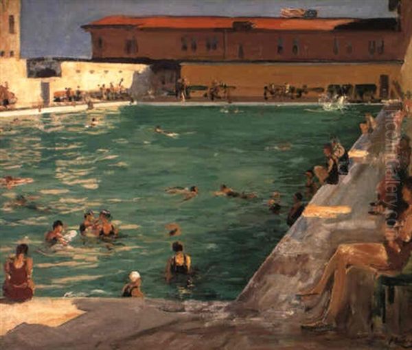 The People's Pool, Palm Beach Oil Painting by John Lavery