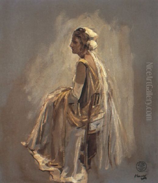 Study Of Miss Cynthia Weaver Oil Painting by John Lavery