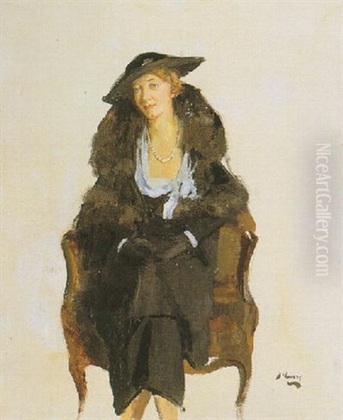 Study For A Portrait Of Mrs. Bowen-davies Oil Painting by John Lavery