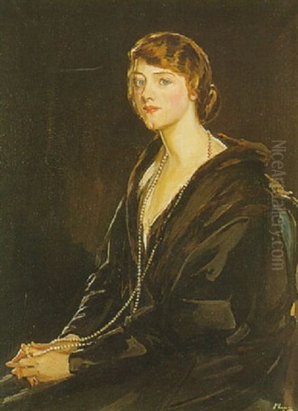 Portrait Of Mrs. Bowen-davies Oil Painting by John Lavery