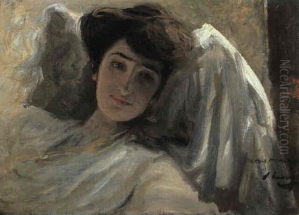 A Long Lady At Rest [verso: Arm Study] Oil Painting by John Lavery