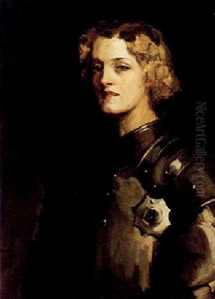 Portrait Of Pauline Chase As Joan Of Arc                    (painted Circa 1915) Oil Painting by John Lavery