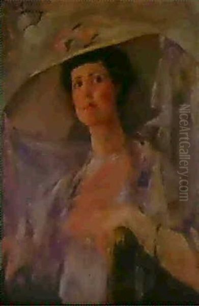 Portrait Of A Lady (miss L.) Oil Painting by John Lavery