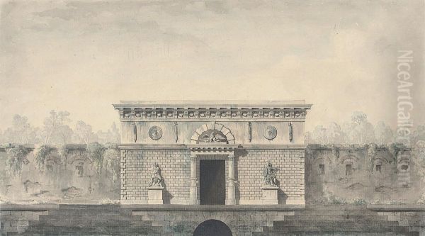 Design For A War Memorial With A Phoenix Oil Painting by Francois Joseph Bellanger