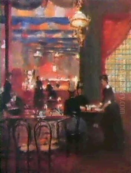 A Corner Of The Indian Tea Room Oil Painting by John Lavery