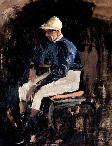 A Portrait Of Joe Childs, The Rothschild's Jockey Oil Painting by John Lavery