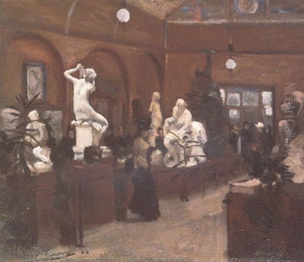 The Sculpture Gallery, Glasgow International Exhibition, 1888 Oil Painting by John Lavery