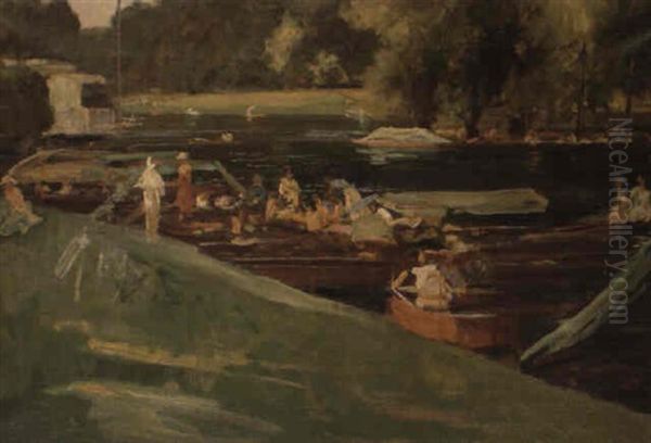 A River Scene Oil Painting by John Lavery