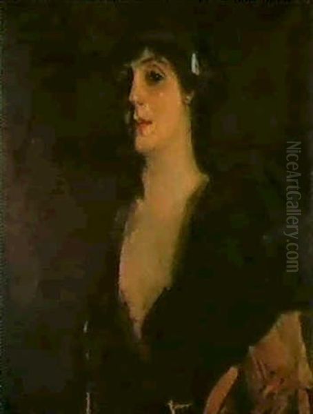 Portrait Of Mrs. Patrick Campbell Oil Painting by John Lavery