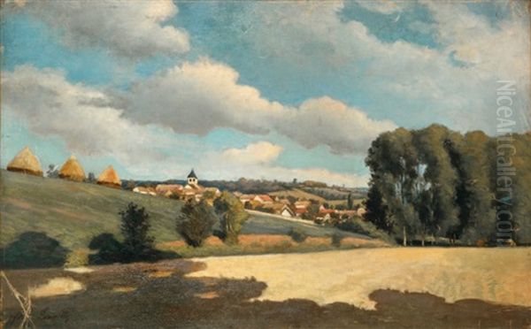 Village De Saclay Oil Painting by Adrien Lavieille