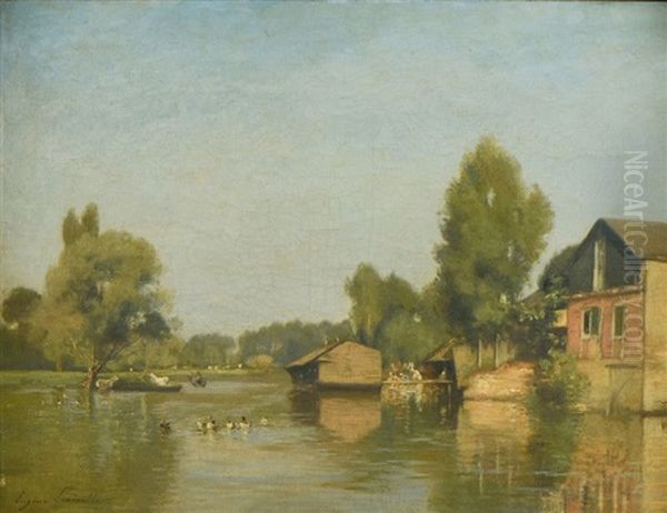 Bord De Riviere Oil Painting by Eugene Lavieille