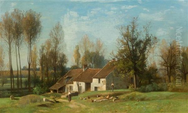 Le Moulin Aubert Oil Painting by Eugene Lavieille