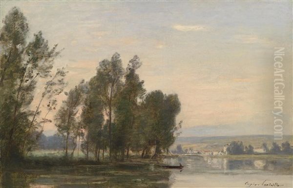 La Seine - Moret Sur Loing Oil Painting by Eugene Antoine Samuel Lavieille