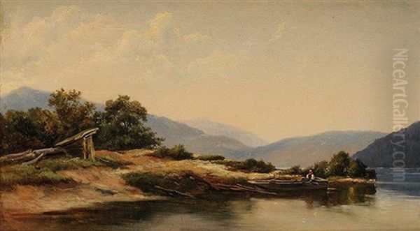 Paysage Fluvial Oil Painting by Eugene Antoine Samuel Lavieille