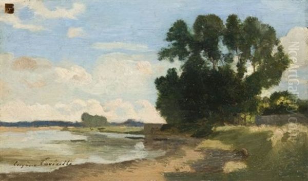 Paysage Fluvial Oil Painting by Eugene Antoine Samuel Lavieille