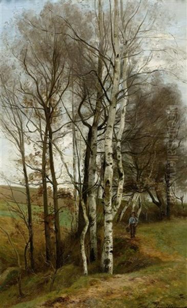 Bauernknabe Im Wald Oil Painting by Eugene Antoine Samuel Lavieille