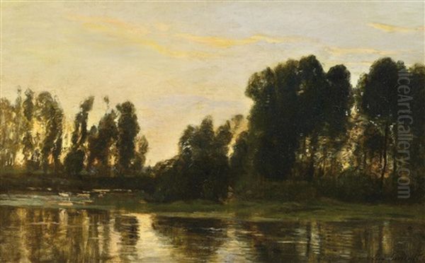 Dammerung Am Waldsee Oil Painting by Eugene Antoine Samuel Lavieille