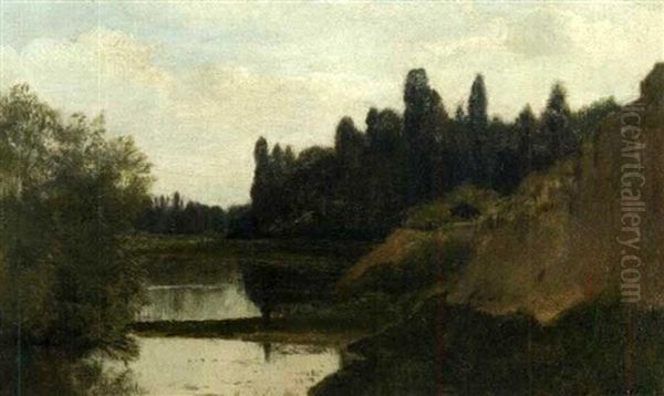 L'etang Pres De Lardy Oil Painting by Eugene Antoine Samuel Lavieille