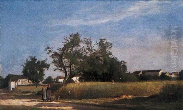 Les Abords Du Village Oil Painting by Eugene Antoine Samuel Lavieille