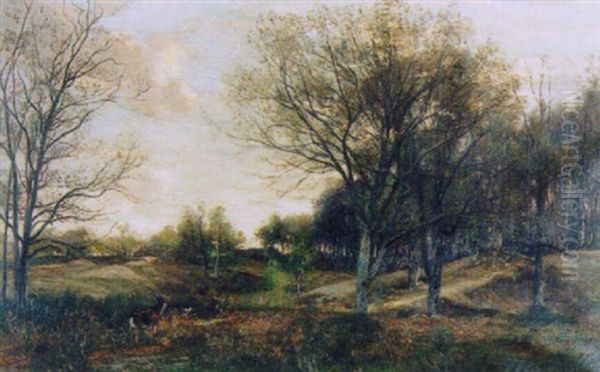 Waldlichtung Mit Reh Oil Painting by Eugene Antoine Samuel Lavieille