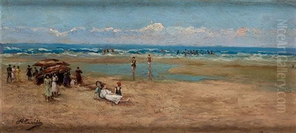 Escena De Playa Oil Painting by Nemesio Lavilla